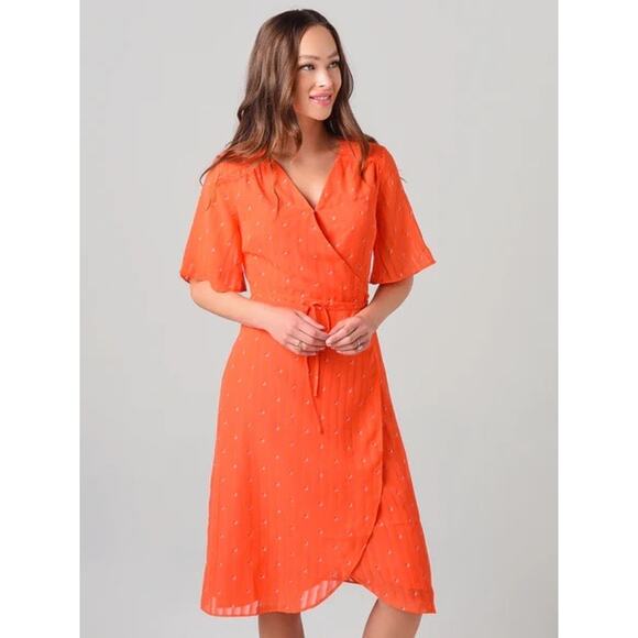 Cupcake And Cashmere Mulholland Surplice Neck Dress Size S Small Red Multi - Picture 9 of 9